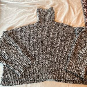 Madewell Marled Black and White Turtleneck Sweater